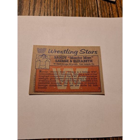 1987 Topps WWF Randy Macho Man Savage Elizabeth #7 Vintage Wrestling Card - Picture 2 of 2